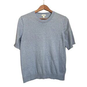 J.CREW Women's Heather Periwinkle Short Sleeve Cotton Crew Neck Sweater Size L